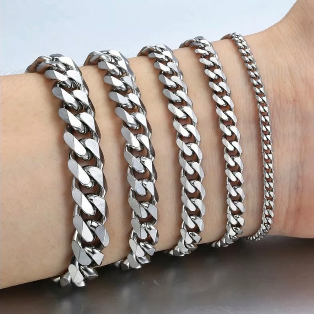 New Stainless Steel Curb Cuban Link Chain Bracelet